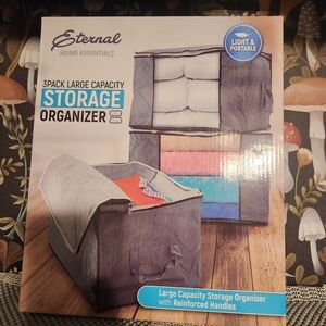 Set Of 3 Bulk Capacity Storage Organizers Gray In Color